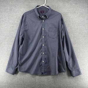Untuckit Salice Long Sleeve Shirt Men XL Checked Blue Casual
